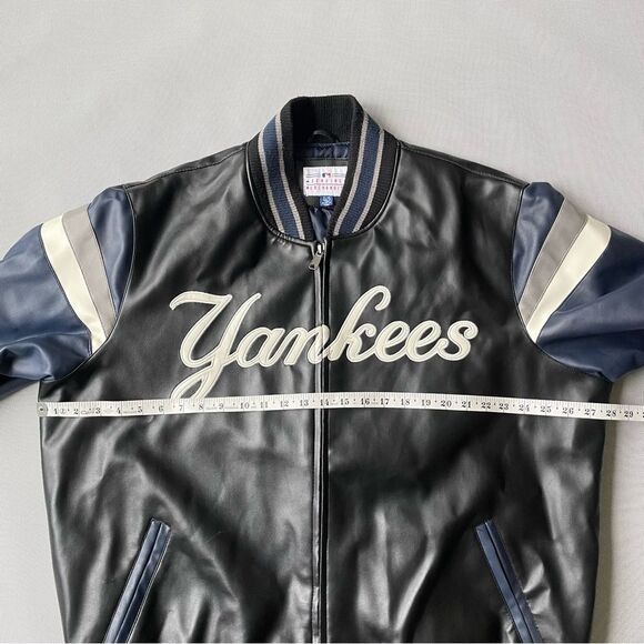 Yankees Vintage Genuine Merchandise PVC Leather Stadium Bomber Jacket Men’s XL - Picture 6 of 13
